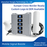 Répéteur de signal GSM 3G 4G 5G Tengjiu 5Band 1800 MHz, amplificateur de signal extérieur à gain élevé, couverture de 500 à 1000 m², certifié FCC CE