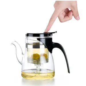 New Food Grade Filter Strainer Glass Kettle Teapot Transparent Heat Resistant Borosilicate Glass Tea Coffee Pots with Infuser