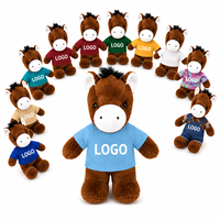 Peluche personnalisée en polyester ultra doux en forme de cheval, avec t-shirt et logo personnalisé, pour entreprise, anti-stress, vente en gros