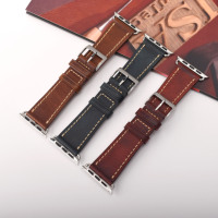 Bracelet de montre en cuir véritable pour Apple Watch série 8 7 6 5 4 3 2 1, 38 40 41 42 44 45 49mm