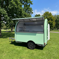 Camion de vente ambulante 10 pieds en acier inoxydable vert pour glaces, beignets, café, pizzas, boulangerie, bar mobile et restauration rapide