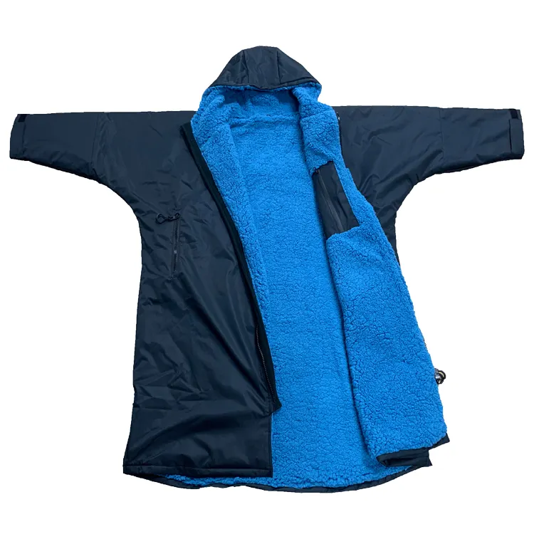 Benutzer definierte wasserdichte Mantel Langarm Dry Parka Bade jacke Surf Robe Mit Innen Fleece Futter Parka Bade jacke