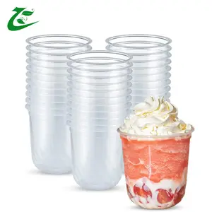 Wholesale PP Cups 500ml juice cup 24 oz printed logo PET disposable plastic with lid bubble tea cup