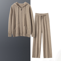2025 haute qualité cachemire Cardigan ensembles hommes 2 pièces à manches longues plaine décontracté mode cachemire à capuche pantalon tricot pull costume