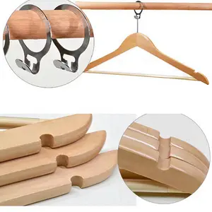 Premium Quality Customize Hotel Wooden Suit Coat Clothes Hanger Anti Theft Ring Wood Hangers
