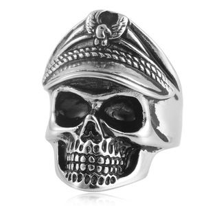 Military Cap Skull <b>Ring</b> Stainless Steel Men's Punk Jewelry Gift 21016 - Product Image 1