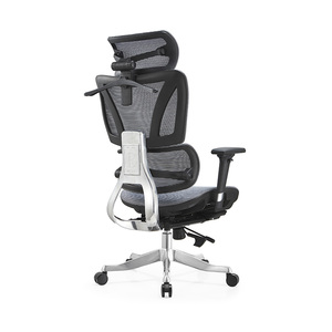 Silla de oficina ergonómica de lujo con reposacabezas ajustable y soporte lumbar Silla elevadora de tela de malla de diseño contemporáneo - Product Image 4