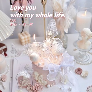 Illuminated Crystal Butterfly Cake Topper Round Reusable Birthday Valentine's Day Qixi Festival Decoration - Product Image 2