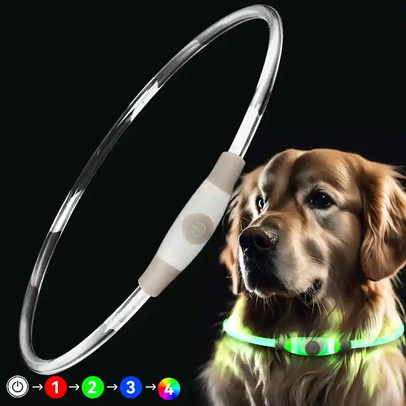 Wasserdichtes mehrfarbiges LED-Leucht-Hundehalskette Nachtsicherheit Blitzleuchtlicht im Dunkeln Typ C wiederaufladbares leuchtendes Haustier-Hundehalsband