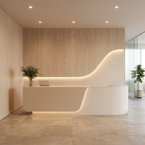 Comptoir de réception moderne de luxe en bois blanc et or pour salon de manucure, idéal pour supermarché, entrepôt, hôpital - Product Image 3