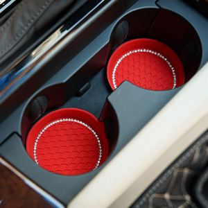 Top Seller Rhinestone Trim NonSlip Base High Quality Silicone <b>Round</b> Car Cup <b>Mat</b> - Product Image 4