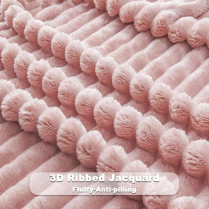 Fluffy Soft <strong>Pink</strong> Polyester Raschel Blanket Warm Cozy Plush 3D Ribbed Fleece <strong>Throw</strong> for Couch Bed Sofa Home Custom Four Seasons - Product Image 6