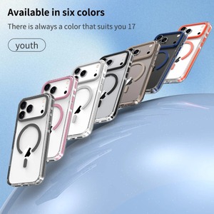 Couverture de bordure rayée PE de luxe pour étui de téléphone transparent de Charge sans fil magnétique <span class=keywords><strong>Magsafe</strong></span> pour iPhone 17 Air 16 15 14 13 12 17 Pro Max - Product Image 5