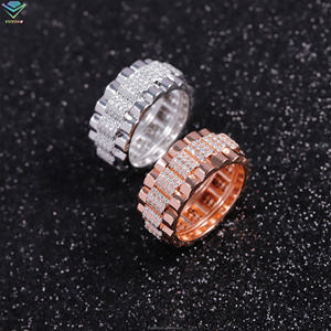 Anillo de Hip Hop en Oferta, con Incrustaciones de Diamantes, Chapado en Oro, Plata de Ley 925, Pasa el Test de Diamantes, Certificado GRA, Moissanita VVS - Product Image 6