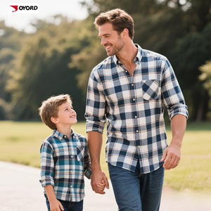 All'ingrosso stile Casual <span class=keywords><strong>uomo</strong></span> Multi-colore stampa hawaiana a maniche corte flanella Plaid Plus Size camicie padre e figlio Top Shirts - Product Image 1
