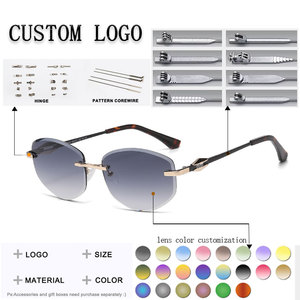 Lunettes de soleil rectangulaires sans monture, légères, verres dégradés, logo personnalisé, unisexe, protection solaire pour adultes, protection UV % - Product Image 1