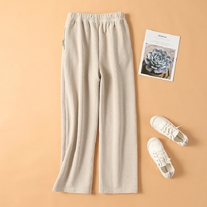 Women's Chenille Wide Leg Pants High Waist Casual Corduroy Pants Autumn Winter European Cotton Fleece Breathable Plus Size - Product Image 3