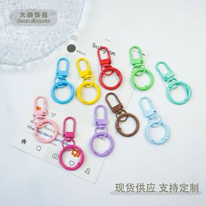 ห่วงคล้องกุญแจสีมาการองแบบสปริง  วัสดุอัลลอยด์ชุบเคลือบ  สำหรับทำเครื่องประดับ DIY  สไตล์สดใสหวานซึ้ง - Product Image 1