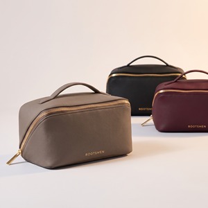 Custom Leather Bag Pebble Grain PU Lay Flat <b>Makeup</b> <b>Case</b> Gold Hardware Wipeable Lining OEM BSCI - Product Image 1