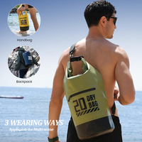 Sac à dos de randonnée imperméable 20L, sac étanche robuste en PVC, sac flottant haute résistance, logo personnalisé, vert olive, sac de sport, extérieur