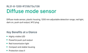 Pepper L Fuchs RL31-8-1200-RT/59/73C/136เซ็นเซอร์โหมดกระจายแสงอุตสาหกรรม - Product Image 3