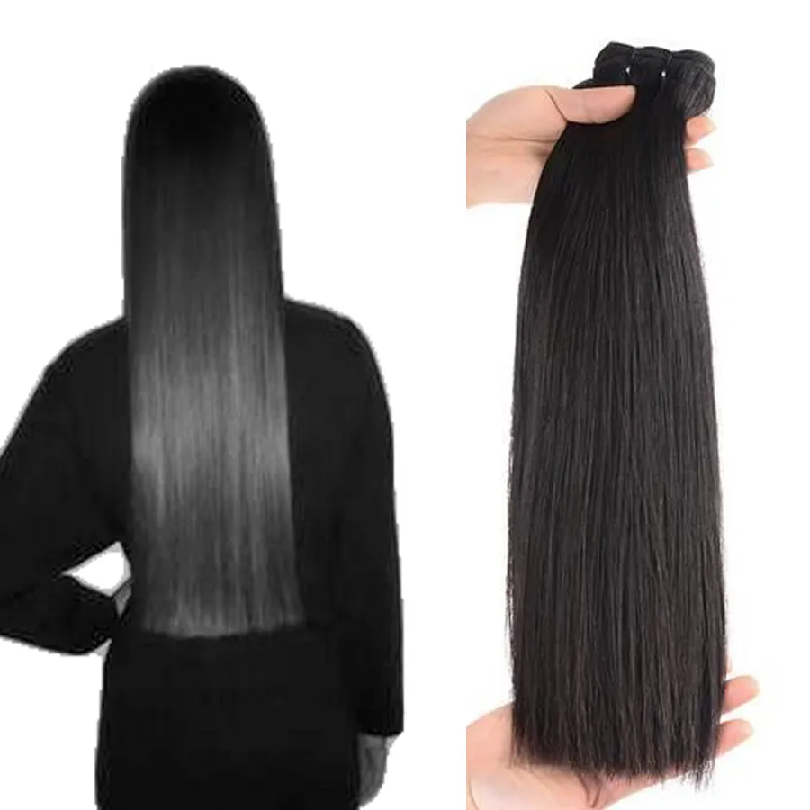 Rambut Virgin Ditarik Ganda Super Rambut Indian Mentah Rambut Manusia Jalinan Bundel Lurus Tulang Grosir Vendor 100% Warna Alami Remy