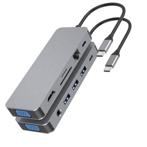 11 <span class=keywords><strong>in</strong></span> 1 USB C כדי Gigabit Ethernet 4K HDMI רכזת עם VGA, <span class=keywords><strong>3</strong></span> USB3.0, <span class=keywords><strong>SD</strong></span>/TF כרטיס קורא, אודיו, 2 USB-C עבור Macbook Pro ועוד - Product Image 1