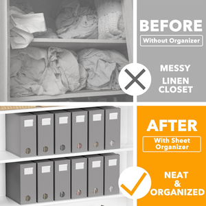 Organizador de sábanas para cama, organizador plegable, caja de almacenamiento de lino para 2 ventanas (tamaño Queen y King), organizador de sábanas de lino - Product Image 3