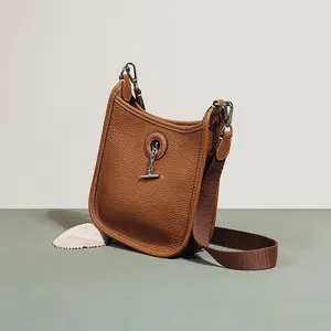 Bolsa de ombro crossbody mensageiro pequena de couro genuíno vintage de alta qualidade para mulheres, novidade personalizada de 2024