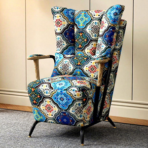 Nouveau fauteuil individuel inclinable en tissu, dossier haut, style rétro, pour salon, balcon, hôtel, design décontracté, modèle Tiger - Product Image 2