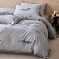 Low MOQ personnalisé fleur imprimée housse de couette ensemble de draps de lit de literie en coton doux