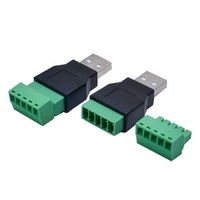 Conectores USB sin Soldadura de Fábrica, Conector USB 2.0 Macho a Terminal de Tornillo de 5 Pines, Adaptador Convertidor USB