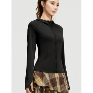 LU FEEL Sweat à capuche tricoté pour femme, manches longues, fermeture éclair sur le devant, séchage rapide, bleu, coupe sportive, vêtements de sport - Product Image 6