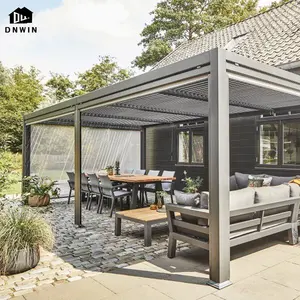 Vườn không thấm nước hardtop pergola Pavilion tất cả các mùa louvered nho trellis gazebos