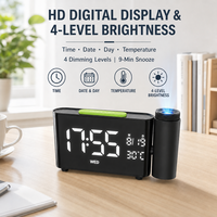 Jam Alarm Proyeksi Waktu Elektronik ABS Baru Layar LCD Besar 12/24 Jam Tampilan Suhu Dalam Ruangan Alarm Hari Kerja Sentuh Snooze USB