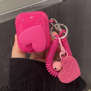 เคสใส่หูฟังแบบครอบเต็มรูปแบบมีจี้รูปหัวใจสีแดงกุหลาบสำหรับ1/2เคสอ่อนสำหรับเด็กผู้หญิง - Product Image 3