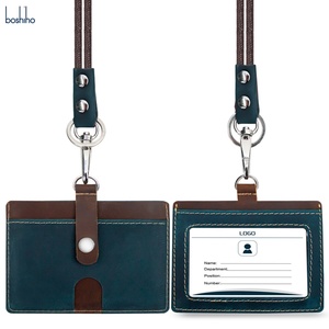 Porta Tarjetas de Identificación de Cuero Vacuno de Primera Calidad con Correa para el Cuello para Tarjetas de Visita Directamente de Fábrica - Product Image 3