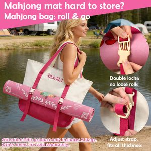 Juego de Mahjong Americano de 3 Piezas con Bolsa de Lona Bordada, Incluye Bolsa para Fichas, Soportes y Empujadores, Bolsas con Cordón - Product Image 3