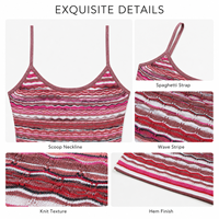 Ensemble deux pièces côtelé rose pour femme, tricoté, sans manches, col cami, longueur maxi, marque privée, vente en gros