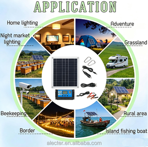 20W 12V Portable Solar Panel Kit <b>Waterproof</b> Solar Battery Panel with Charge Controller & USB Output Solar Power System for RV - Product Image 5