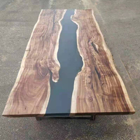 Modern nhome – meuble en résine, plateau de salle à manger en bois massif, en résine époxy, table de rivière, table à manger en plein air, 12