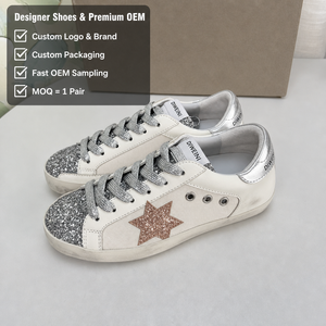 Scarpe di Lusso Firmate per Uomo e Donna, Alta Qualità, Glitter <span class=keywords><strong>Argento</strong></span>, Scarpe da Passeggio con Stelle, Sneakers Effetto Vissuto, Novità - Product Image 1