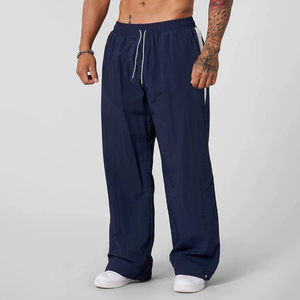 Men's Lightweight Wide Leg Sweatpants Polyester Cotton Breathable <b>Elastic</b> Waist Side Stripe Casual Sport Pants - Product Image 5