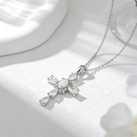 Collier pendentif tendance en zircon blanc pour femme, chaîne en argent 925, collier en argent sterling 925 pour femme