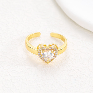 Anillo de Cobre al por Mayor, Anillo de Amor Explosivo, Moda de Cristal, Simple, Corazón de Durazno, Verde, Rojo, Zafiro, Circonita, <span class=keywords><strong>Oro</strong></span> - Product Image 6