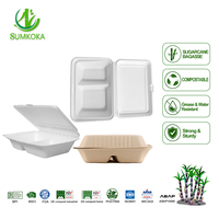 Boîtes à lunch jetables en fibre de bagasse de canne à sucre 100 % biodégradables avec couvercles pour vente en gros