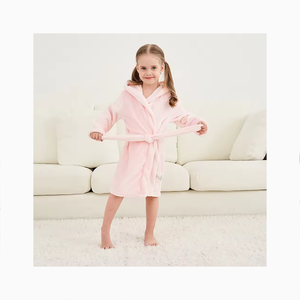 Pyjama en flanelle <span class=keywords><strong>de</strong></span> qualité pour enfants, robe <span class=keywords><strong>de</strong></span> nuit pour enfants, robe <span class=keywords><strong>de</strong></span> chambre unie pour petits garçons et filles avec capuche - Product Image 1