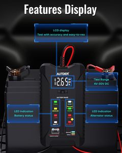 AUTDER 자동차 배터리 테스터 12V/24V 전압계 오토바이 배터리 발전기 충전 시스템 분석기 LCD 디스플레이 LED 표시기 CE - Product Image 3