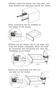 Quincaillerie de mobilier pour tiroir télescopique en métal Undermount système de glissière de tiroir à fermeture douce salle à manger chambre à coucher extérieur - Product Image 5