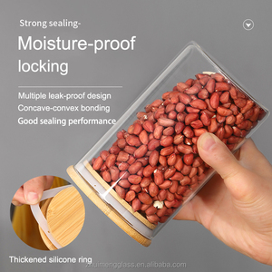 Chất lượng cao leakproof chịu nhiệt thủy tinh thực phẩm lưu trữ <span class=keywords><strong>Jar</strong></span> <span class=keywords><strong>Set</strong></span> với gỗ nắp nhựa nắp đồ dùng nhà bếp thực phẩm <span class=keywords><strong>Jar</strong></span> - Product Image 3